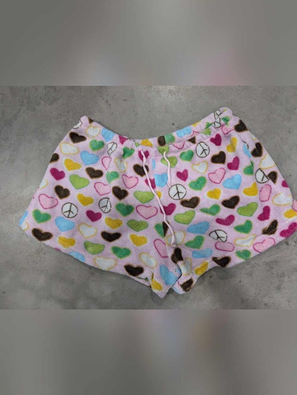 Just Love Pastel Heart Print Fuzzy Lounge Shorts